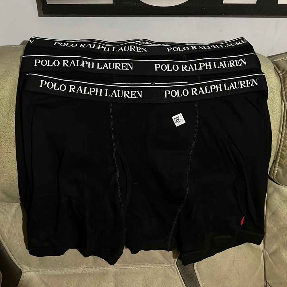 Polo Ralph Lauren Boxer briefs, 3 pairs , Men Size XL - all black red pony.